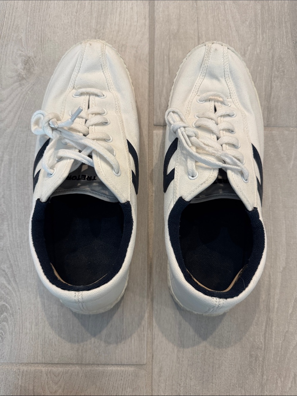 Tretorn NYLITE White Canvas Sneakers with Navy Accent - Picture 8 of 11